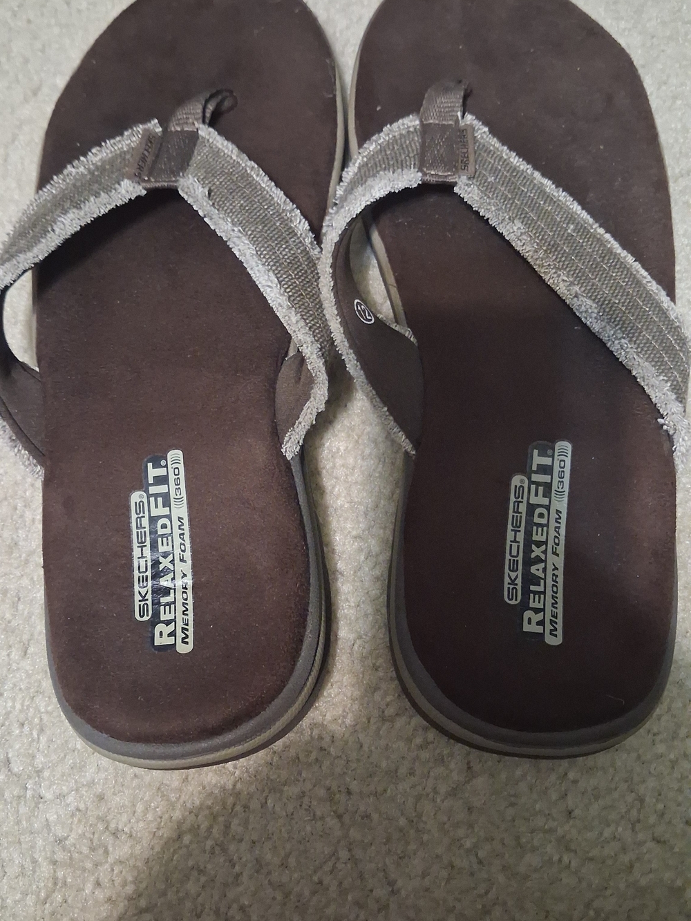 Skechers Men's Relaxed Fit Brown and Tan Memory Foam Sandals